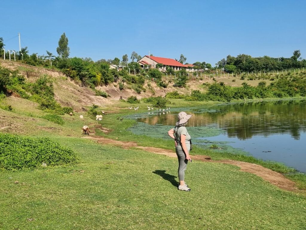 Visitor at Lake Simbi Nyaima's edge